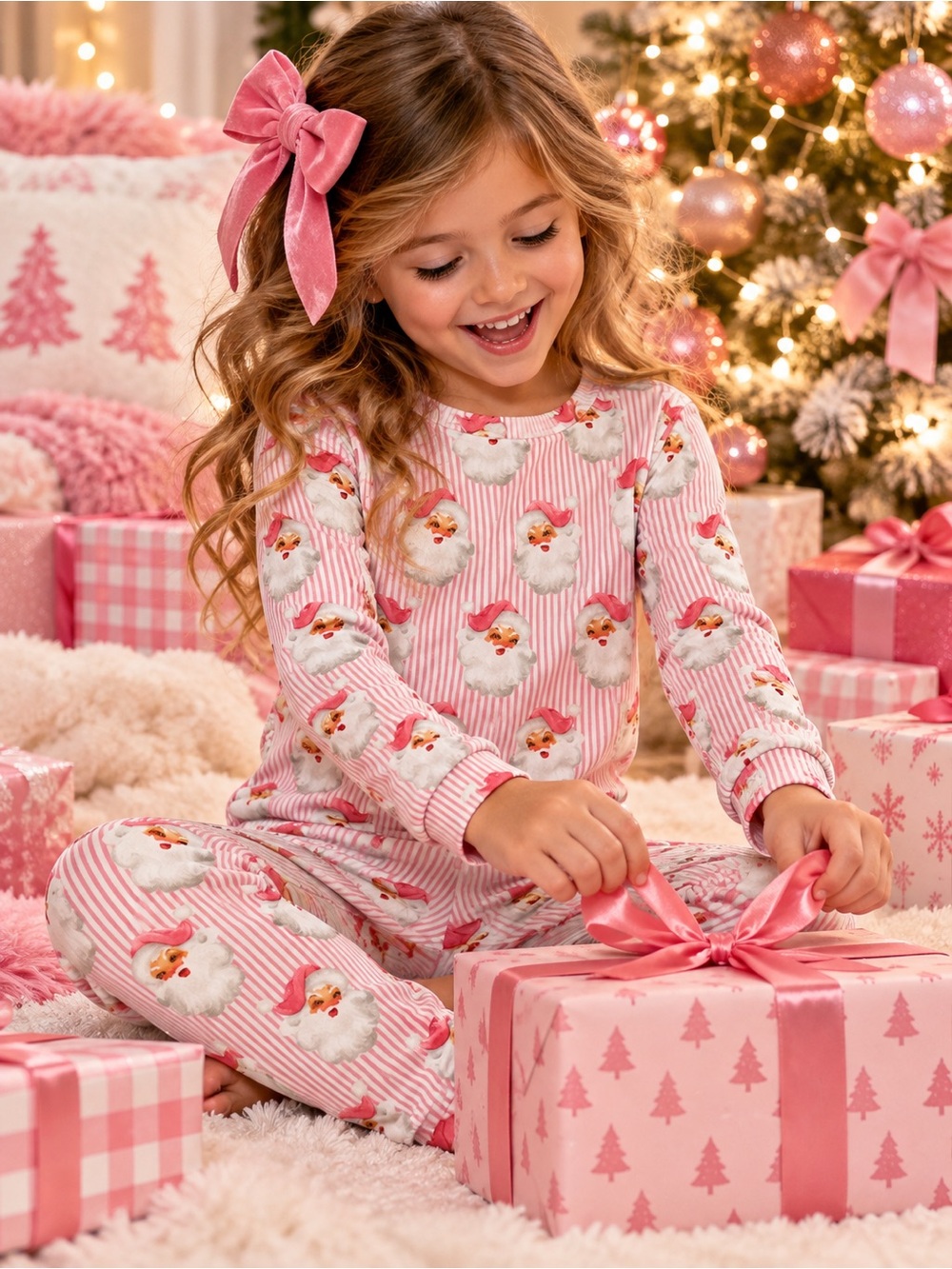 Mary Square Pink Floral Pajama Set Size 4T